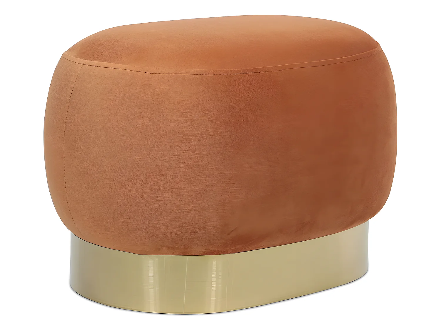 Pouf - Velours et métal - Luxe Orange