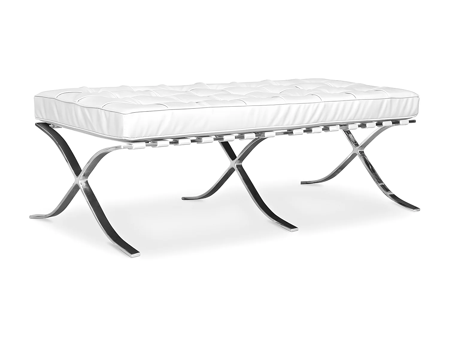 Banc - Repose-pieds tapissé en cuir - Town Blanc