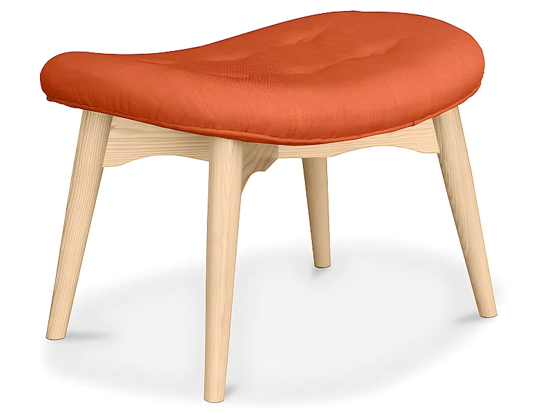 Repose-pieds tapissé en lin - Design scandinave - Bois - Kontor Orange