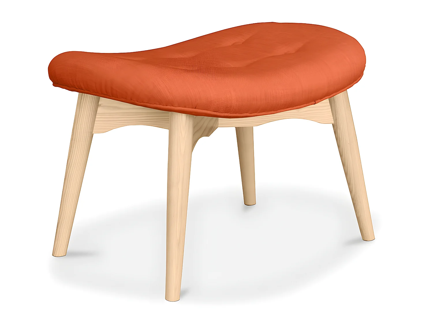 Repose-pieds tapissé en lin - Design scandinave - Bois - Kontor Orange