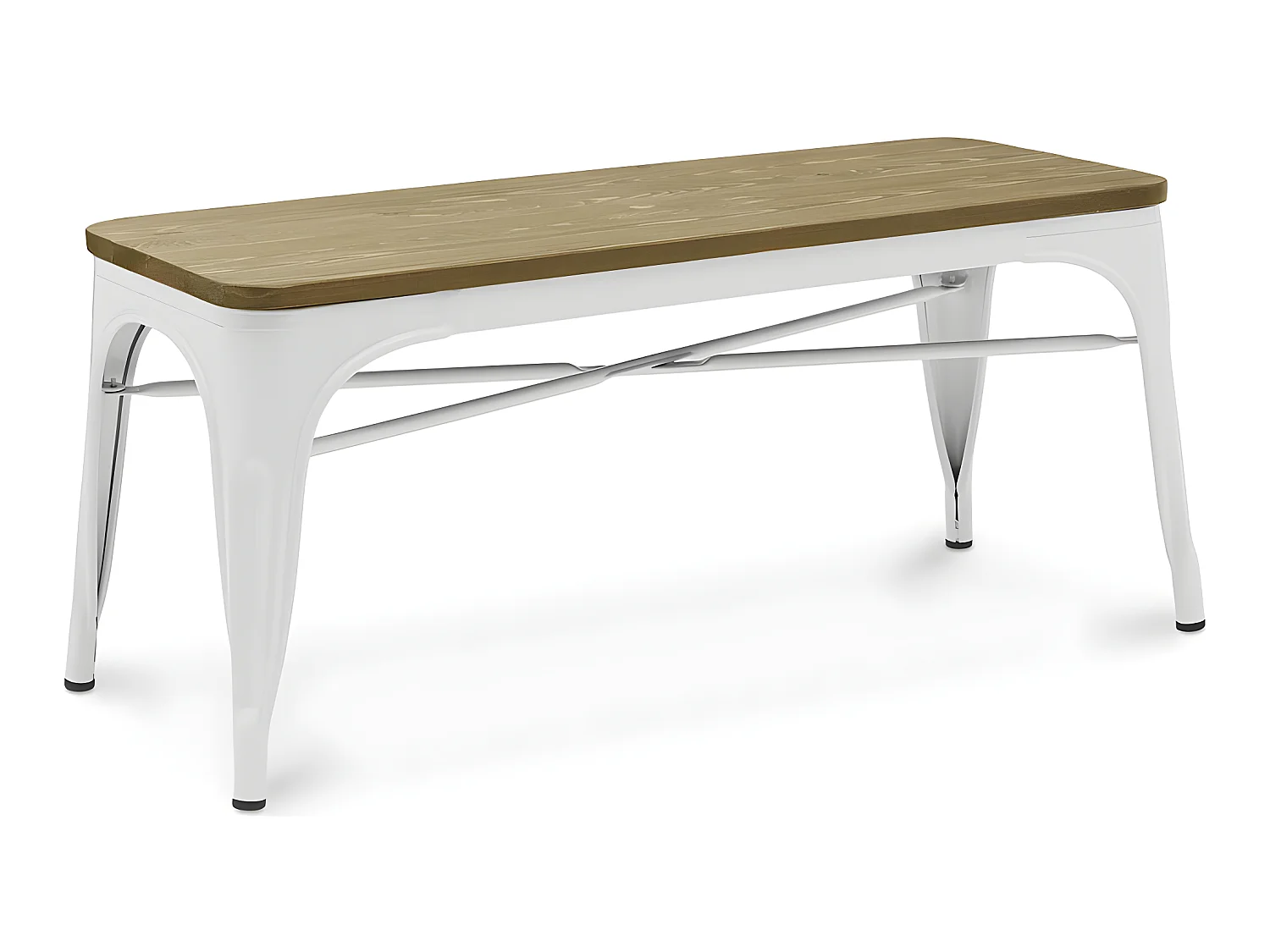 Banc - Design Industriel - Bois et Métal - Stylix Blanc