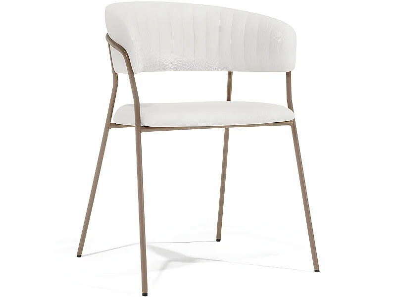 Chaise de salle à manger en Bouclette Fausse Fourrure Tapissée - Boucles Blanches - Gruna Blanc