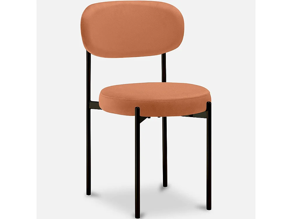 Chaise de salle à manger - Revêtue de velours - Métal noir - Margot Orange