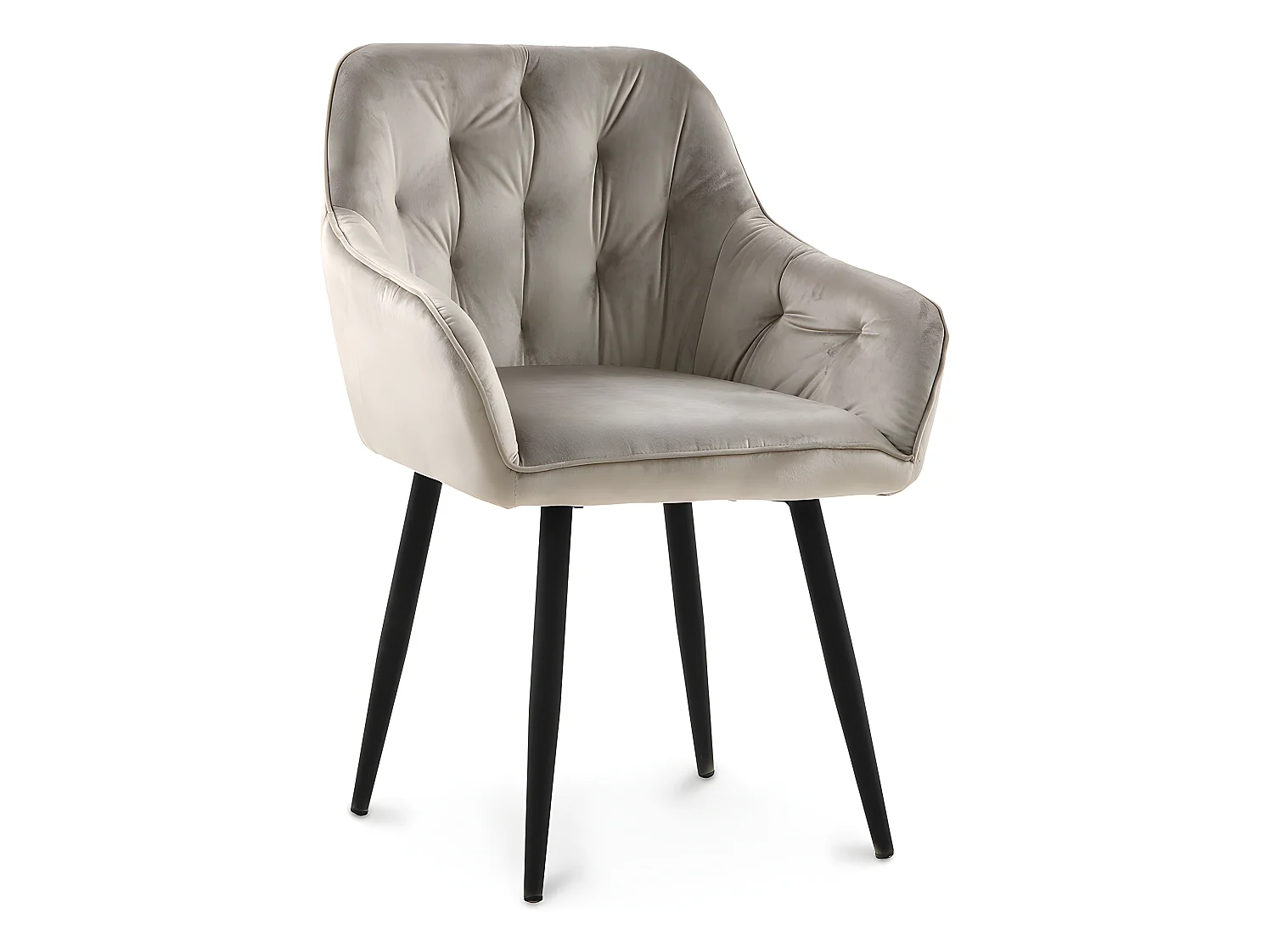 Chaise de salle à manger avec accoudoirs - tapissée de velours - Alene Taupe