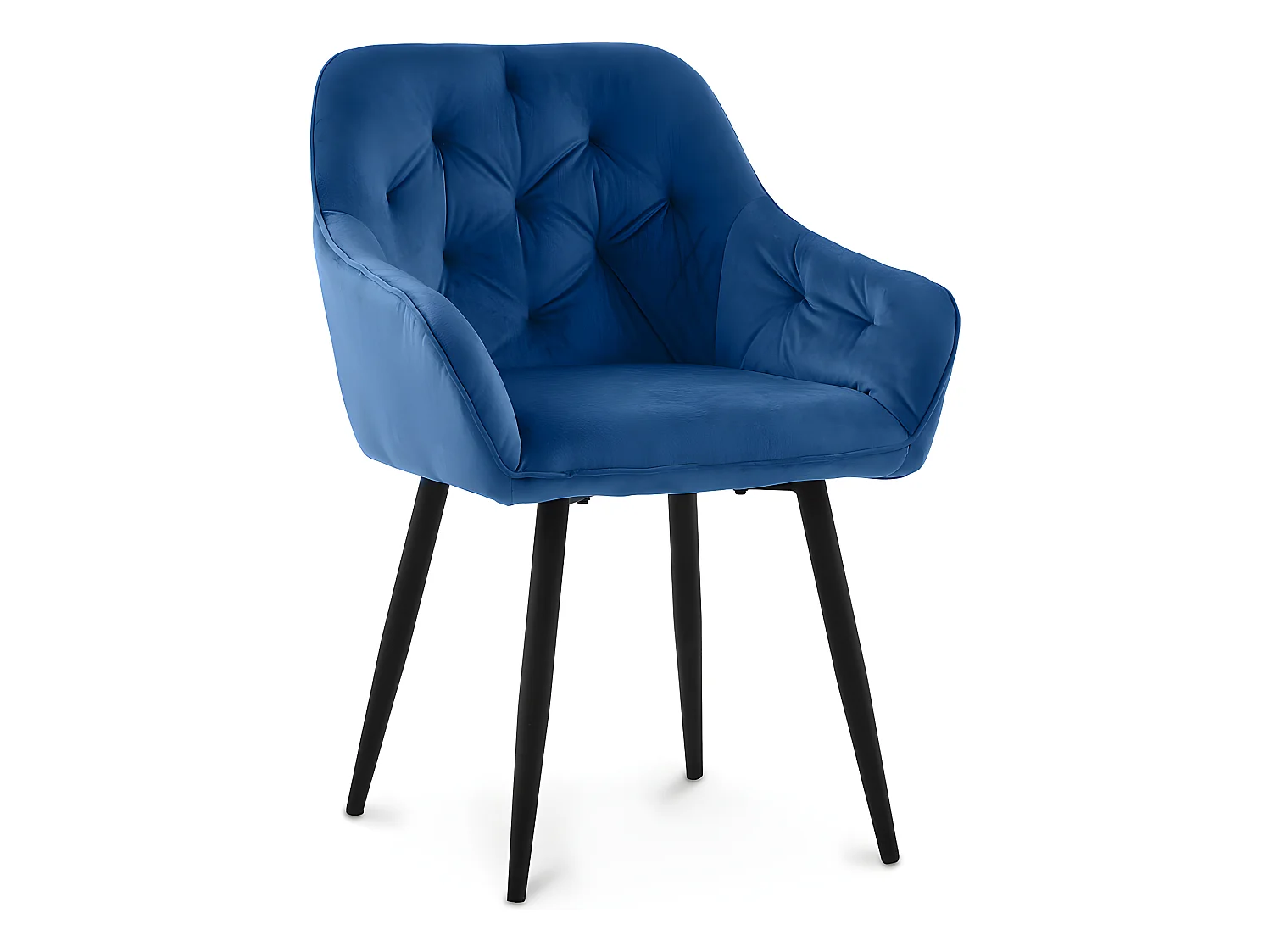 Chaise de salle à manger avec accoudoirs - tapissée de velours - Alene Bleu foncé