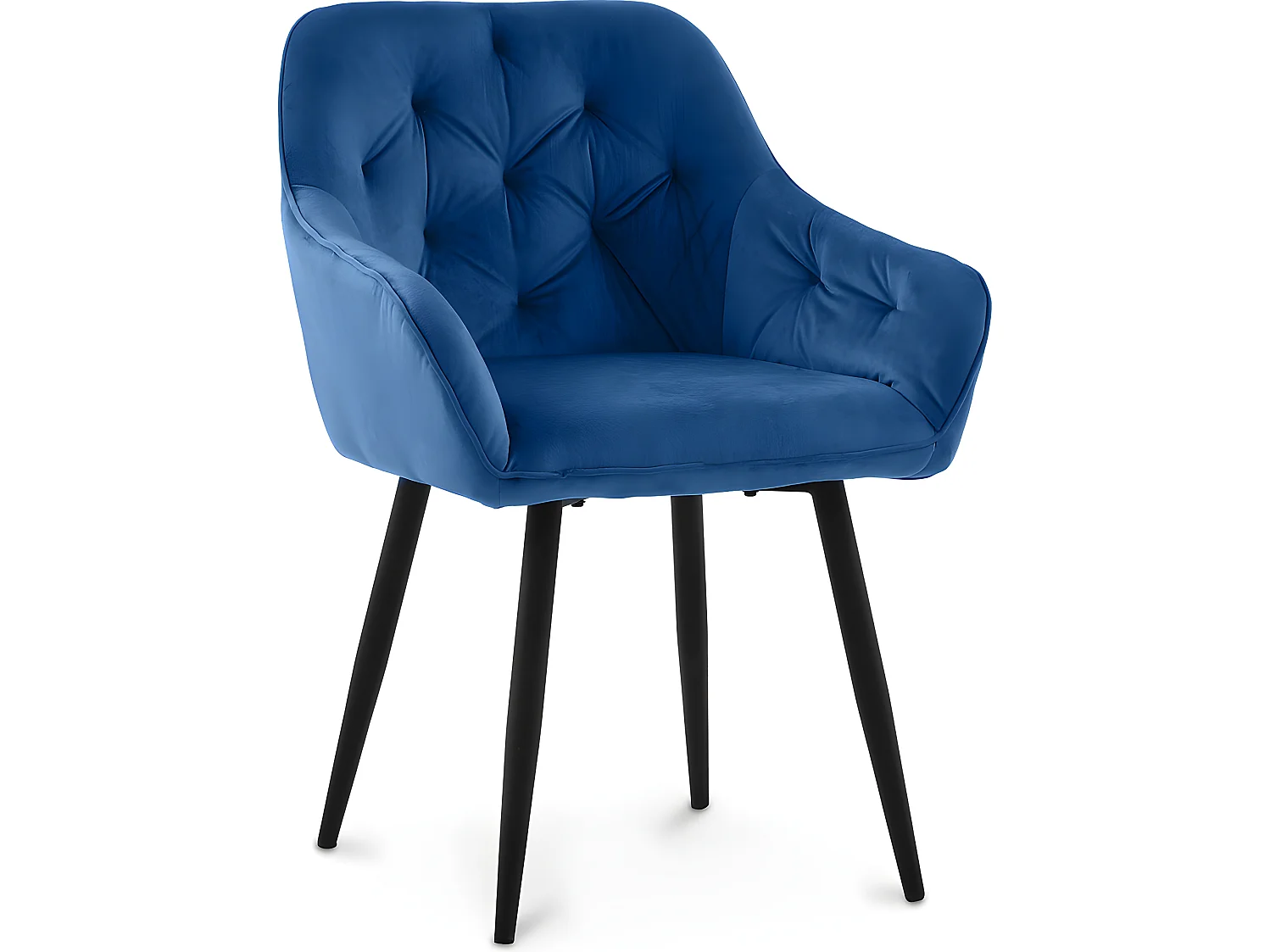 Chaise de salle à manger avec accoudoirs - tapissée de velours - Alene Bleu foncé