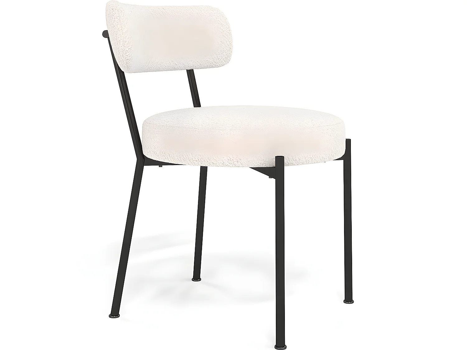 Chaise de salle à manger - Revêtue de tissu bouclé - Raga Blanc