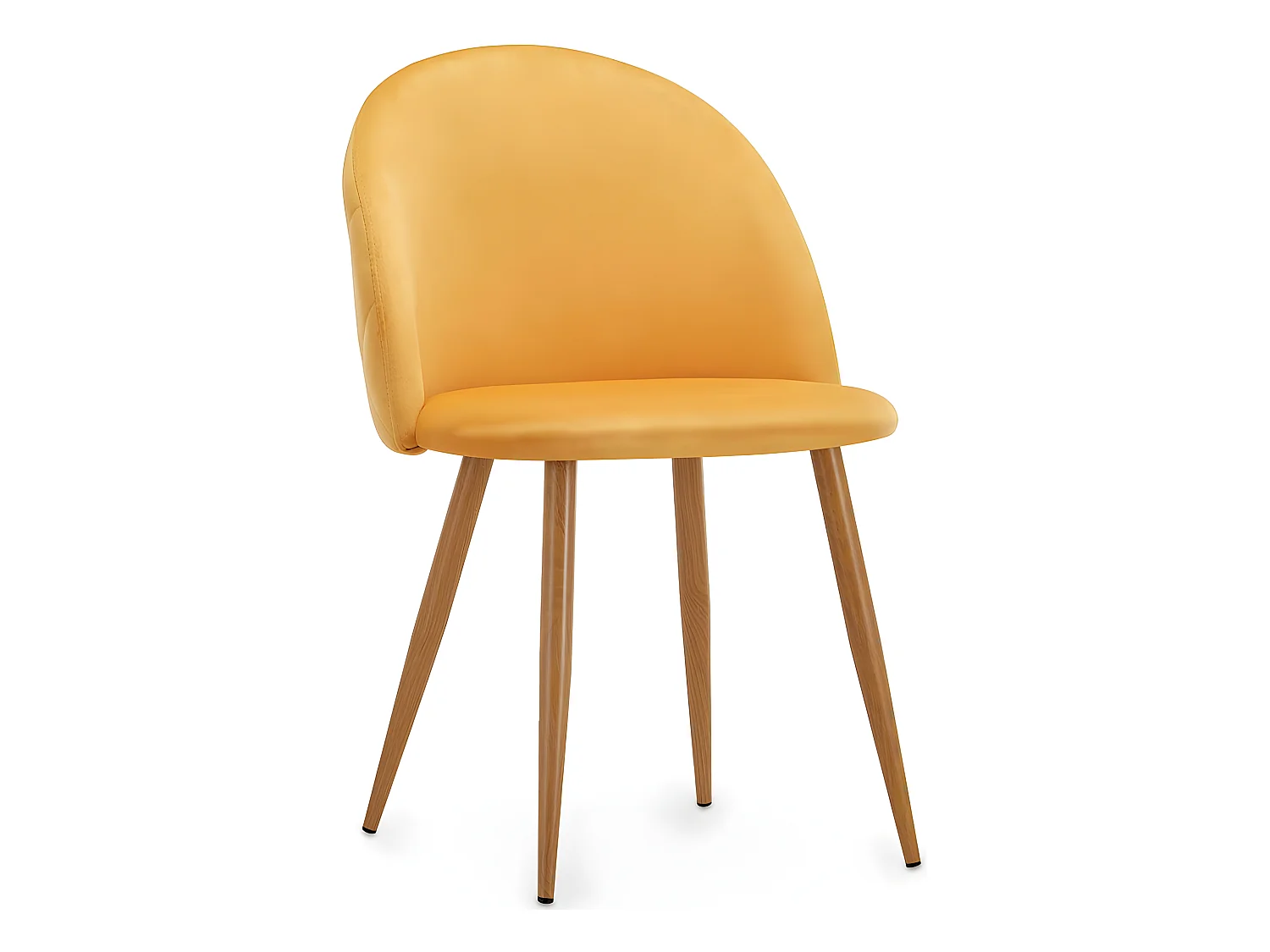 Chaise de Salle à Manger - Revêtue de Velours - Dossier avec Motif - Evelyne Jaune