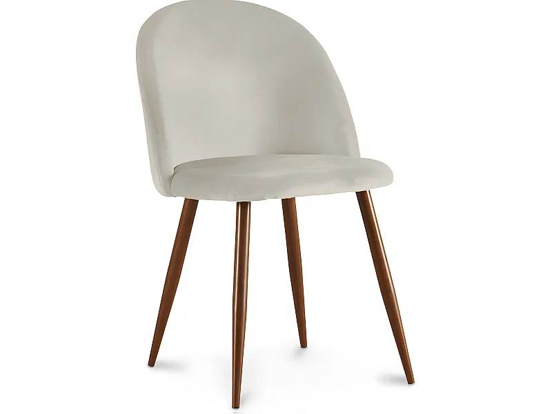 Chaise de salle à manger - Tapissée de velours - Design scandinave - Evelyne Gris clair