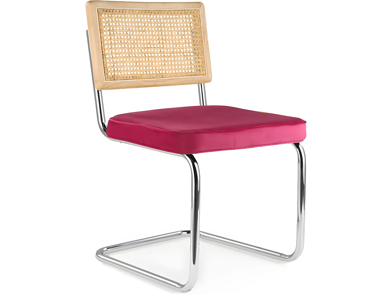 Silla de Comedor - Tapizada en Terciopelo - Madera y Ratán - Martha