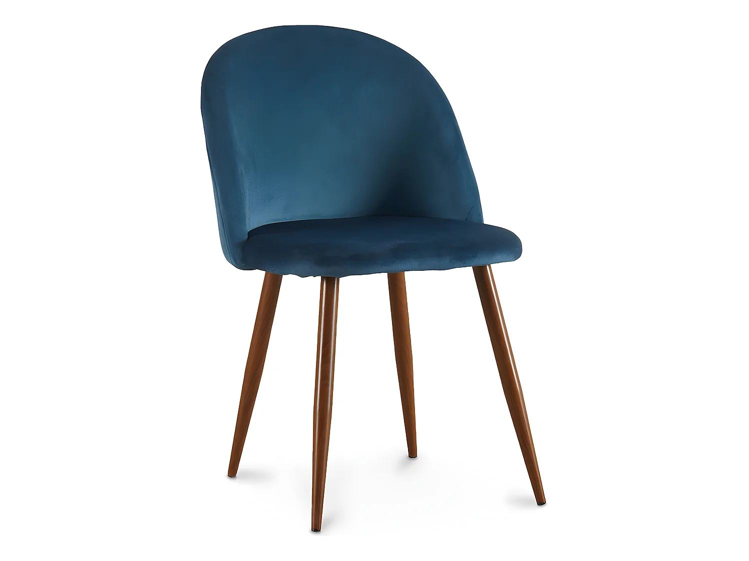 Chaise de salle à manger - Tapissée de velours - Design scandinave - Evelyne Bleu foncé