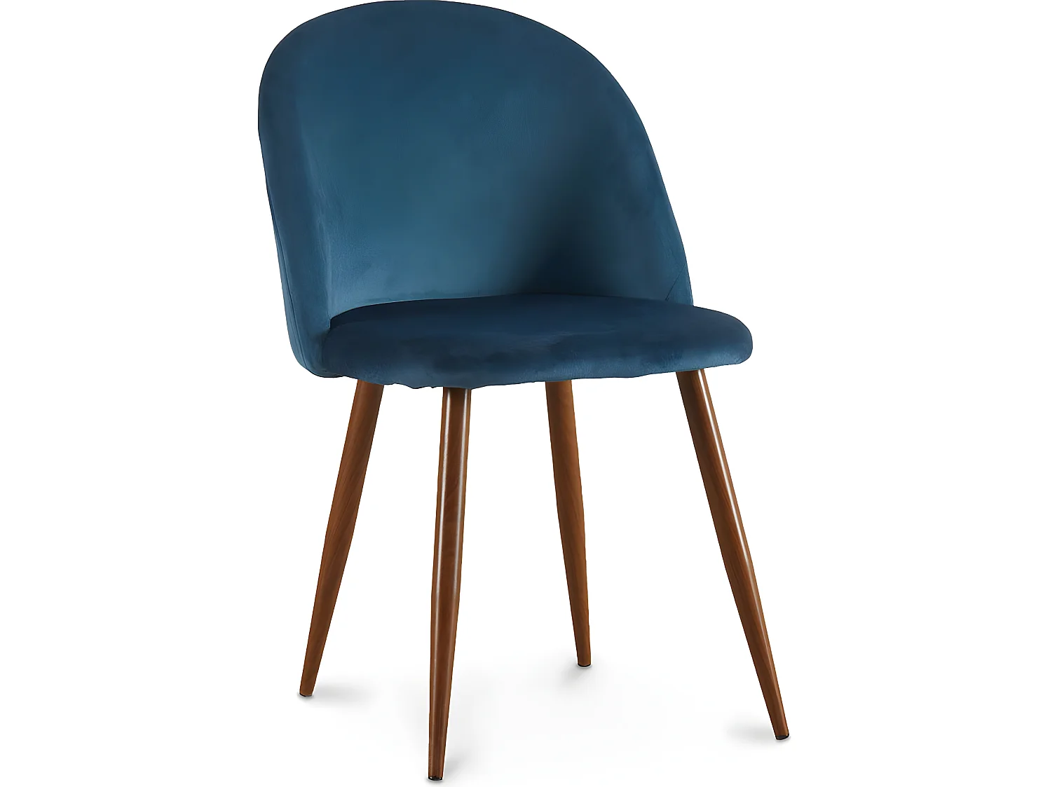 Chaise de salle à manger - Tapissée de velours - Design scandinave - Evelyne Bleu foncé