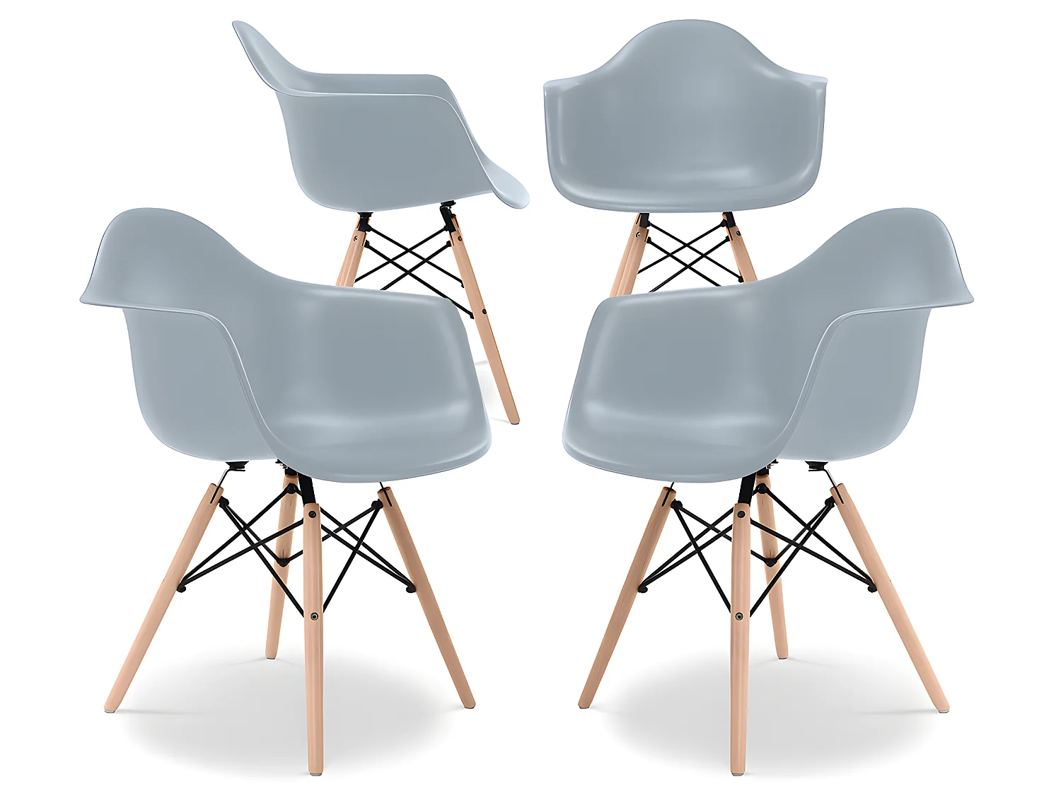 Silla de Comedor - Diseño Escandinavo - Patas de Madera - Pack de 4 - Nordika