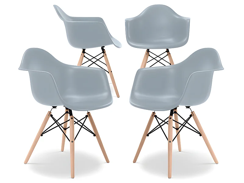 Silla de Comedor - Diseño Escandinavo - Patas de Madera - Pack de 4 - Nordika