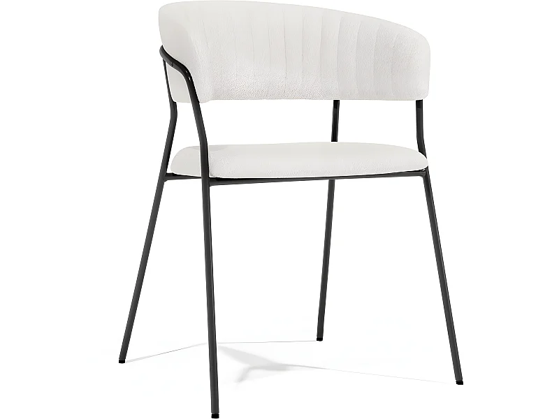 Chaise de salle à manger - Revêtue de tissu Bouclé - Gruna Blanc