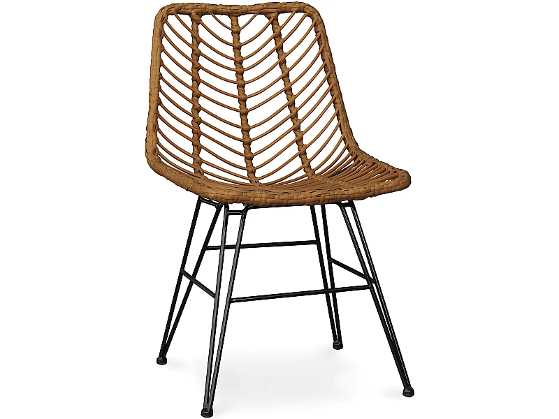 Chaise de salle à manger en rotin - Style Boho - Mia Bois naturel