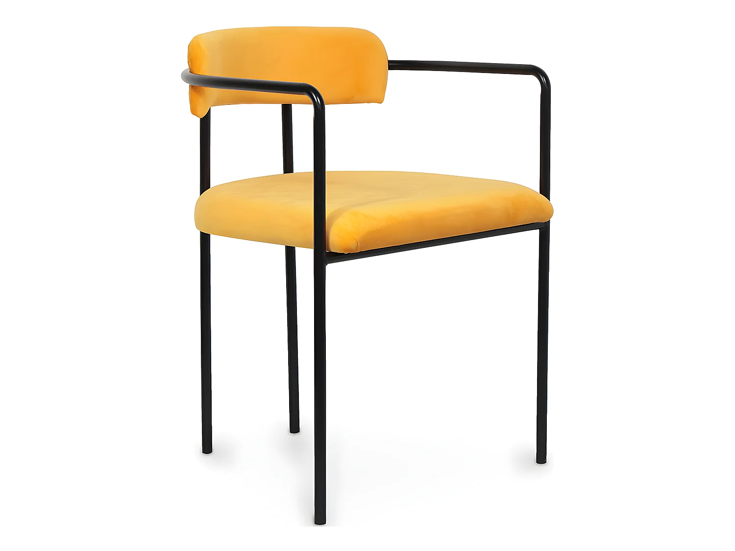 Chaise de salle à manger tapissée - Velours - Garne Jaune