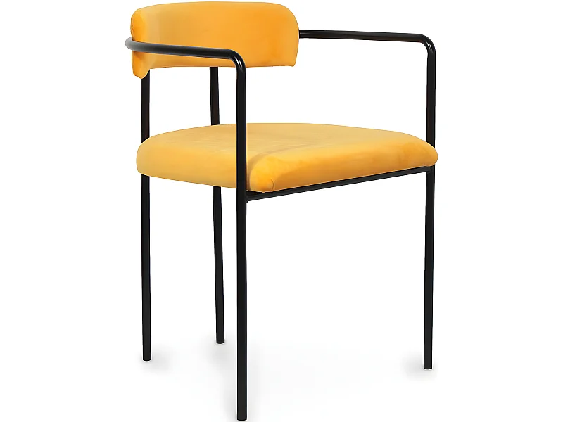 Chaise de salle à manger tapissée - Velours - Garne Jaune