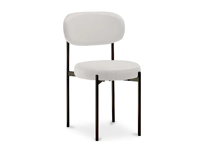 Chaise de salle à manger - Revêtue de velours - Métal noir - Margot Crème