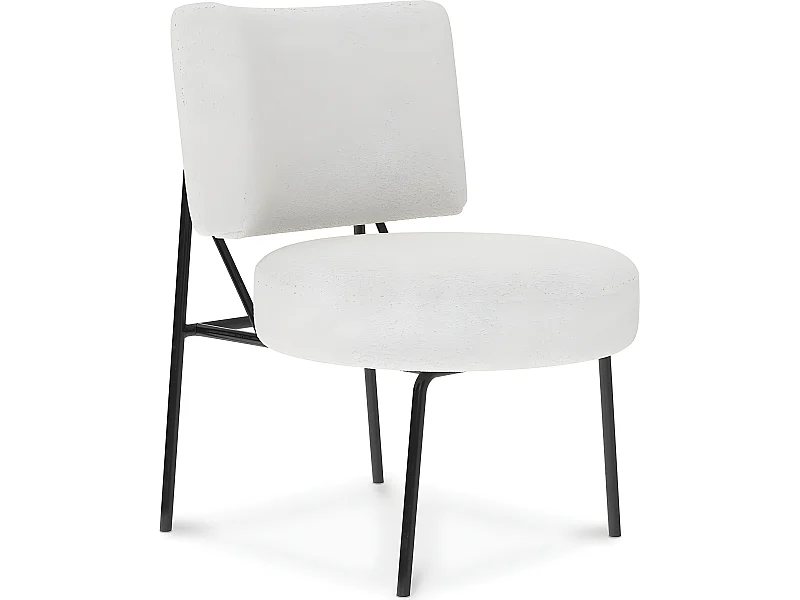 Fauteuil En Bouclette Fausse Fourrure Tapissée - Boucles Blanches - Jerna Blanc
