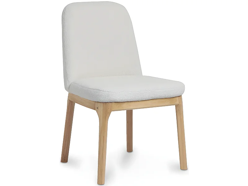 Chaise de salle à manger en bouclette fausse fourrure Tapissée - Boucles Blanches  - Biscayne Blanc