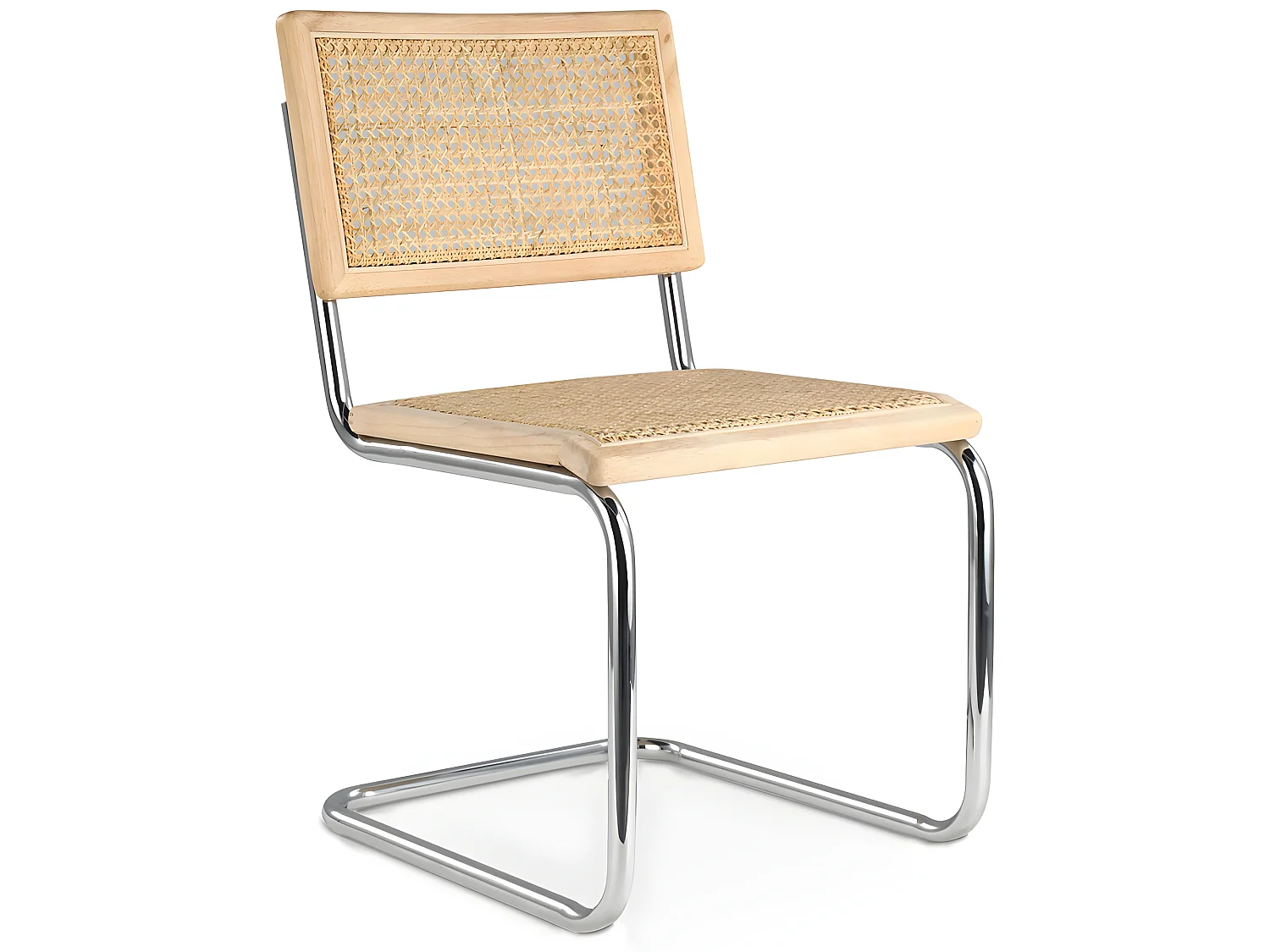 Chaise de salle à manger - Design vintage - Bois et rotin - Bruna Naturel