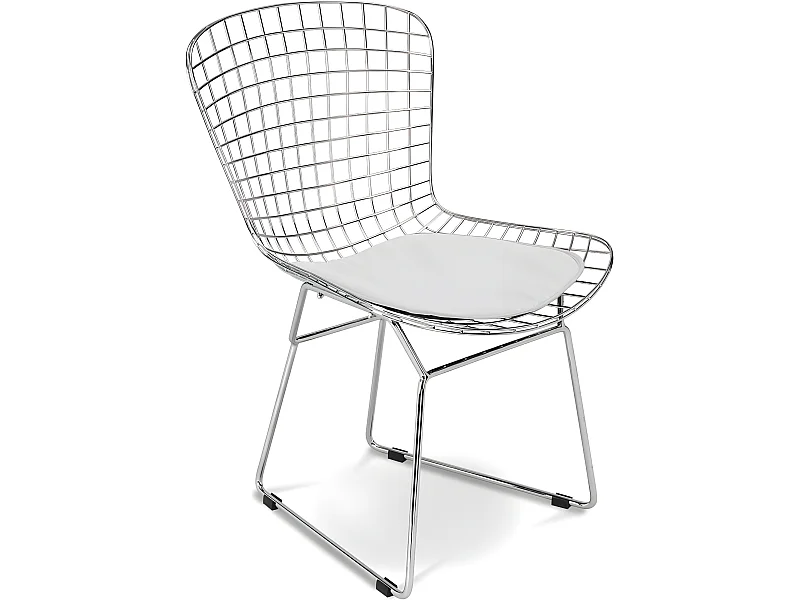 Chaise de salle à manger en acier - Grid Design - Lived Blanc