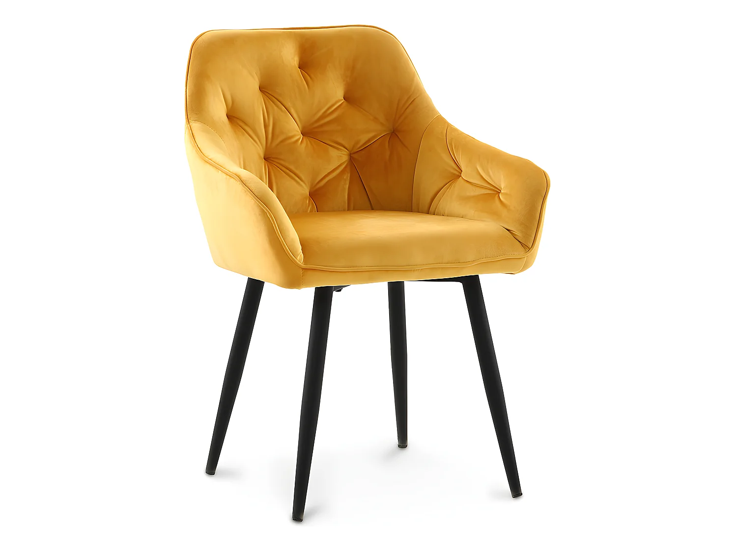 Chaise de salle à manger avec accoudoirs - tapissée de velours - Alene Jaune