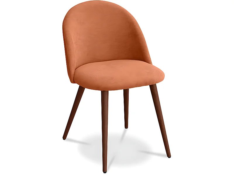 Chaise de salle à manger - Tapissée en tissu - Style scandinave - Evelyne Orange