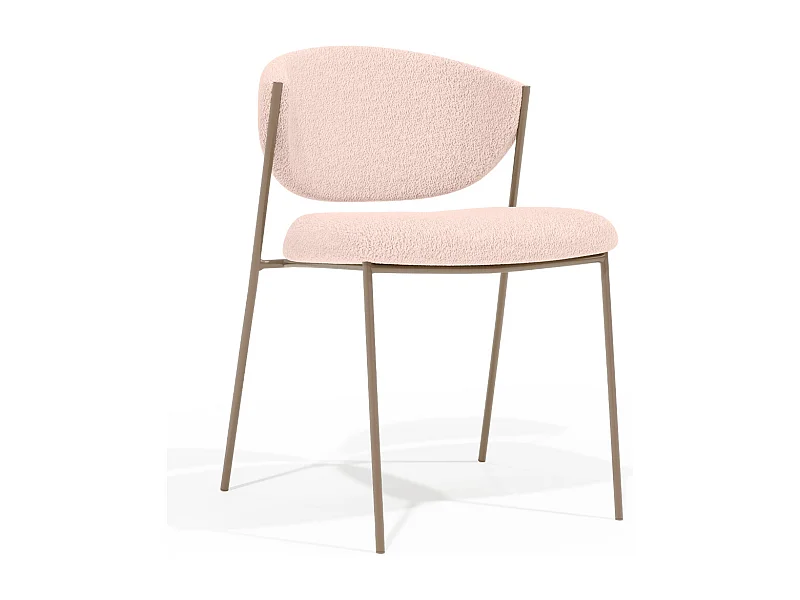 Chaise de salle à manger - Tapissée en tissu bouclé - Seda Ivoire