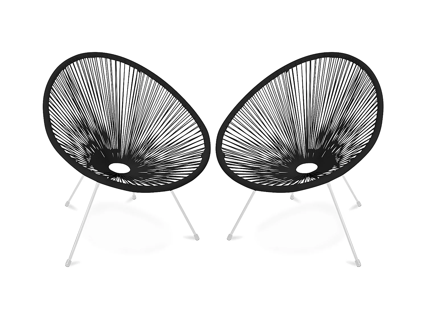 Pack Fauteuil Acapulco - Piétement Blanc x2 - Nouvelle Édition Noir