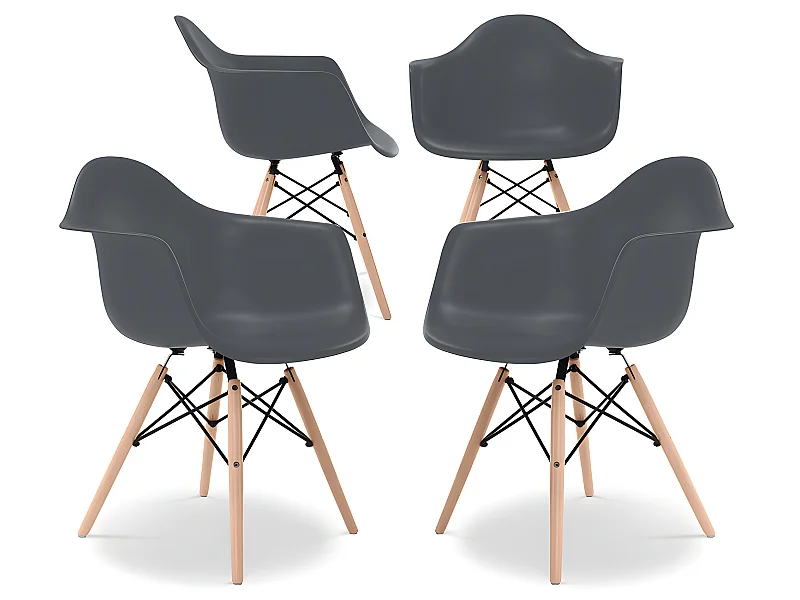 Sedia da Pranzo - Design Scandinavo - Gambe in Legno - Set di 4 - Nordika