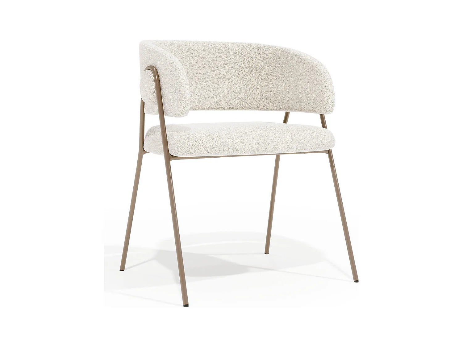 Chaise de salle à manger - Revêtue de tissu bouclé - Charke Blanc