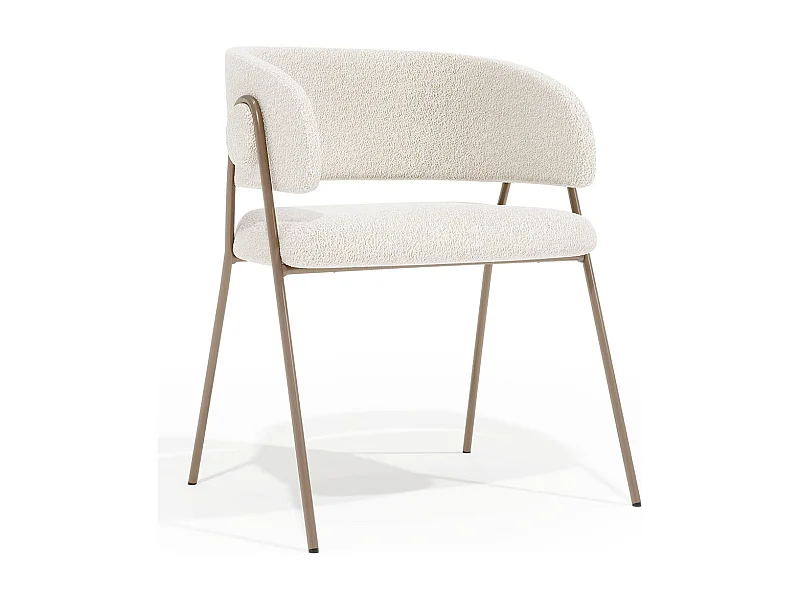 Chaise de salle à manger - Revêtue de tissu bouclé - Charke Blanc