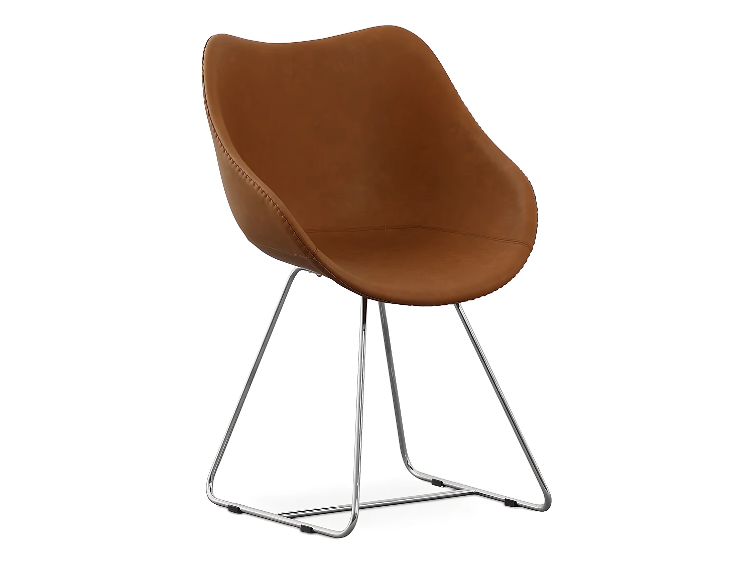 Chaise de salle à manger avec accoudoirs - Simili cuir - PU - Stylix - Noir - Clun Cognac