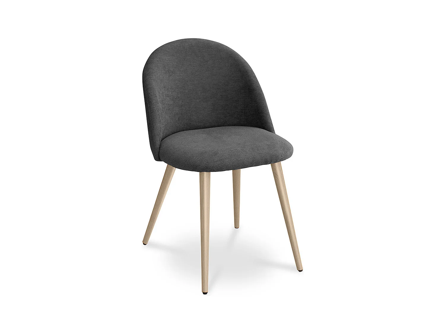 Chaise de salle à manger - Tapissée en tissu - Style scandinave - Evelyne Gris foncé