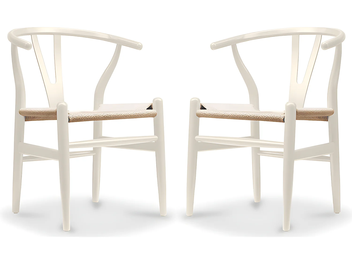 Lot de 2 chaises de salle à manger en bois - Style scandinave - Wish Ivoire