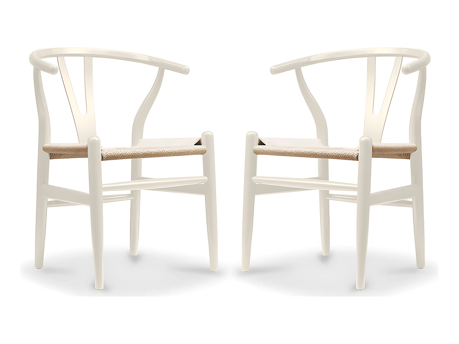 Lot de 2 chaises de salle à manger en bois - Style scandinave - Wish Ivoire