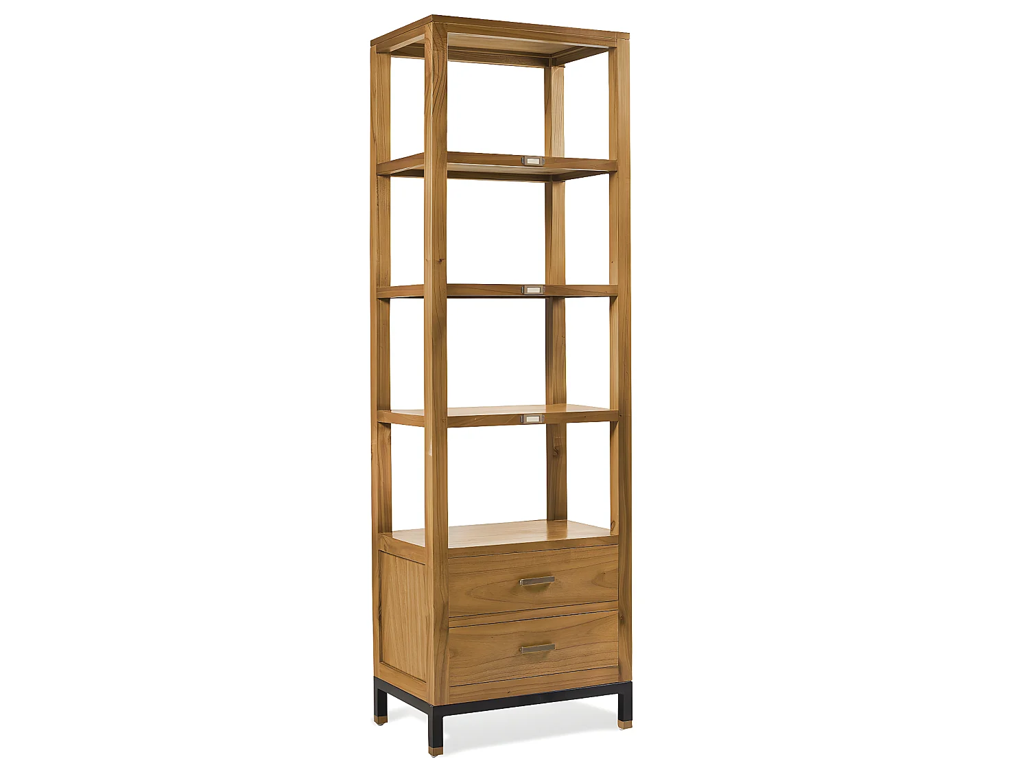 MADHU - Bibliothèque en bois de mindi marron et métal noir H190