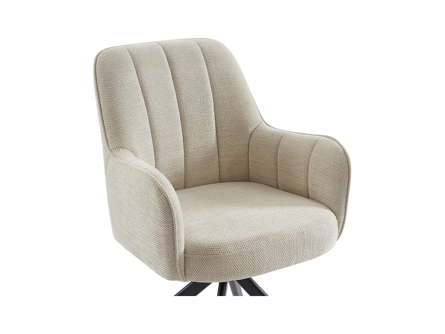 Drehstuhl mit Armlehnen 2er-Set - Stoff & schwarzes Metall - Cremefarben - LEJINA von Pascal Morabito