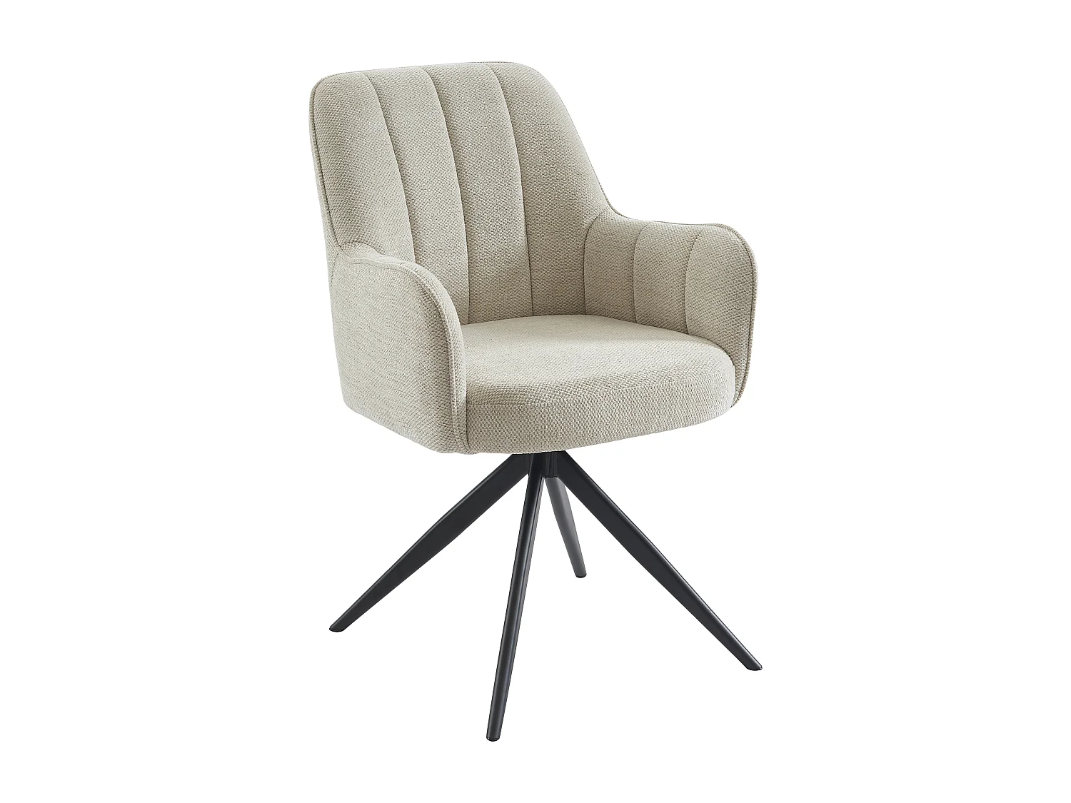 Lot de 2 chaises pivotantes avec accoudoirs en tissu et métal noir - Crème - LEJINA de Pascal Morabito