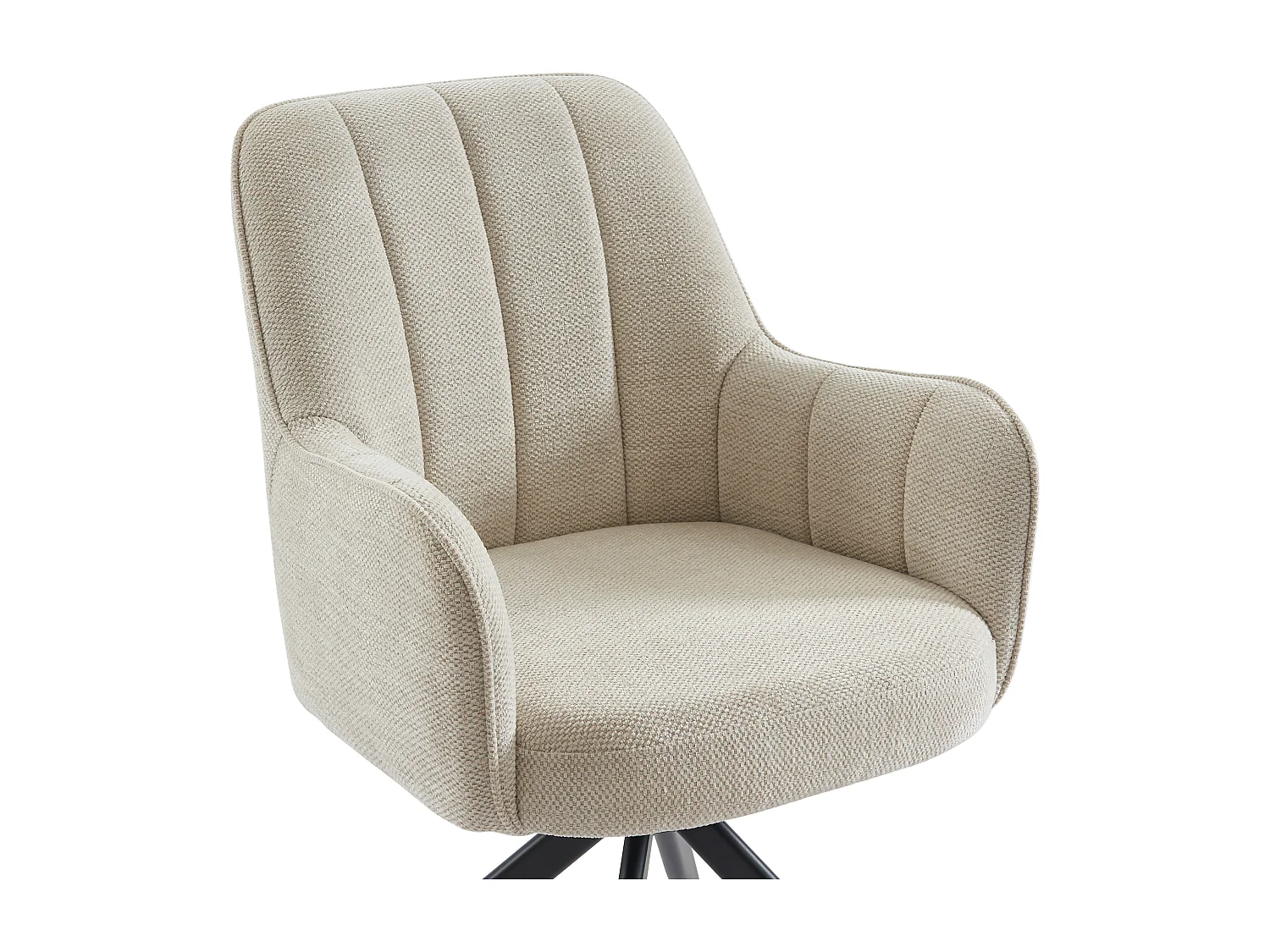 Lot de 2 chaises pivotantes avec accoudoirs en tissu et métal noir - Crème - LEJINA de Pascal Morabito