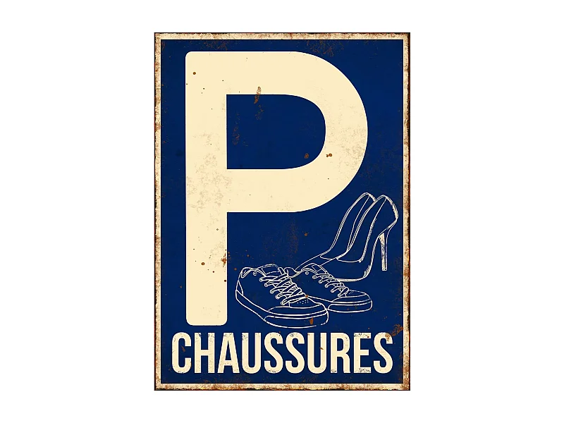 Metallplatte humour 21 x 15 cm Parking Schuhe