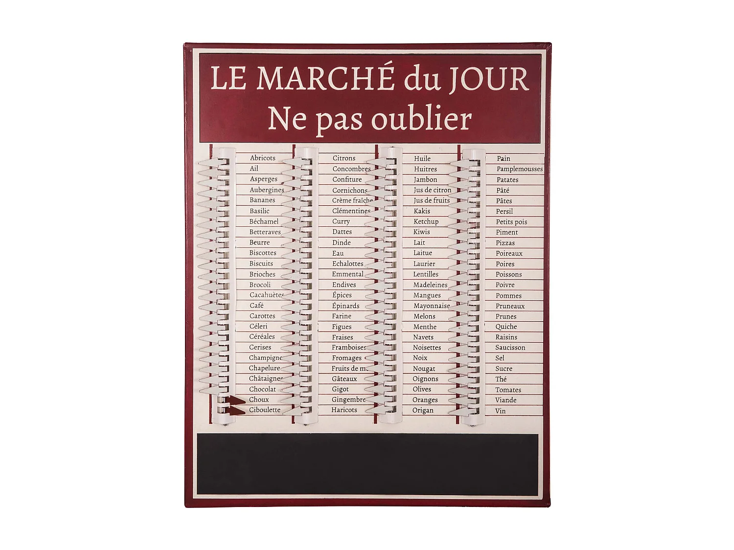 Tableau liste de courses Marché du jour