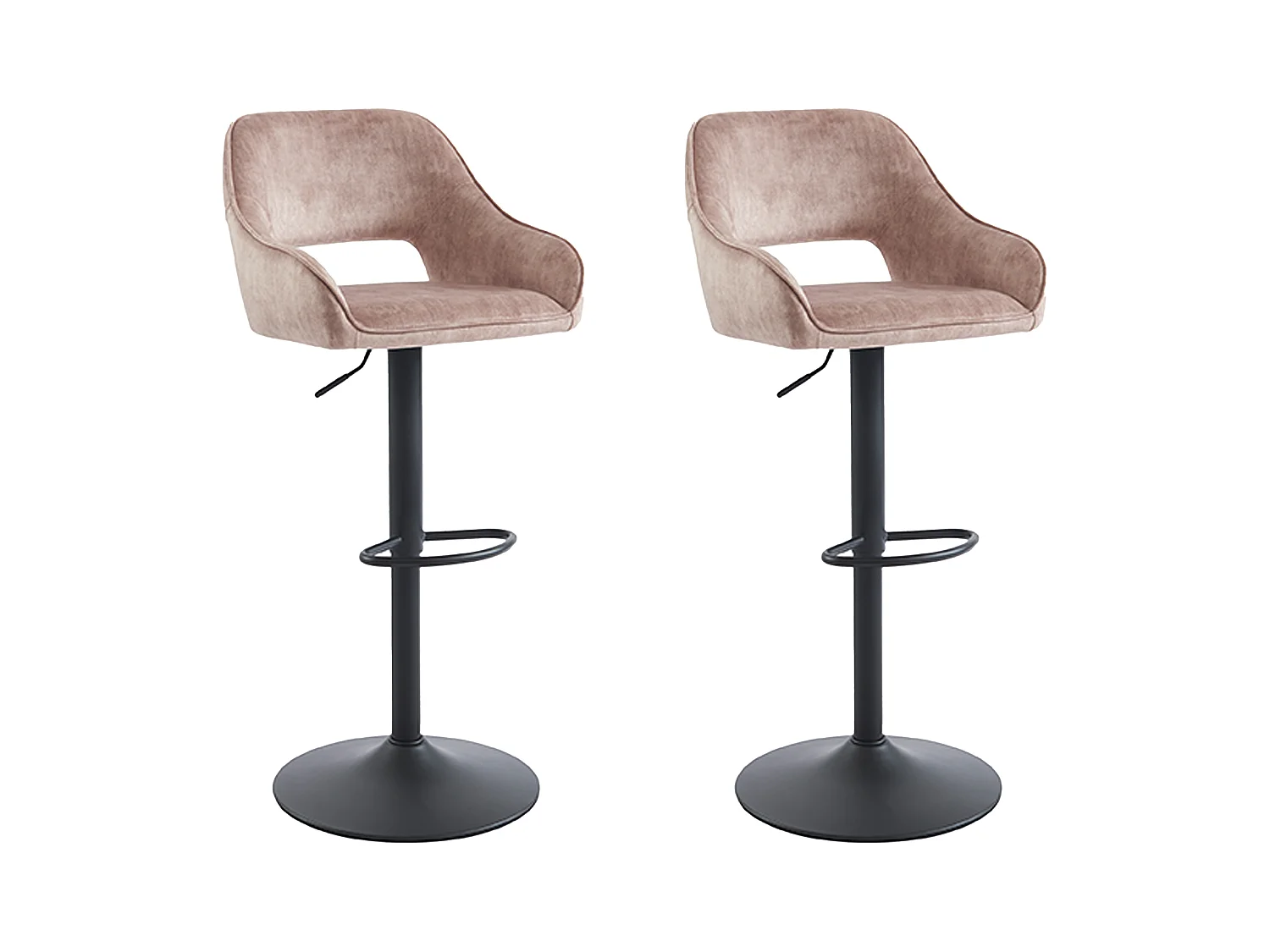 Sæt med 2 barstole i stof og sort metal - Justerbar højde - Beige - ZINEA