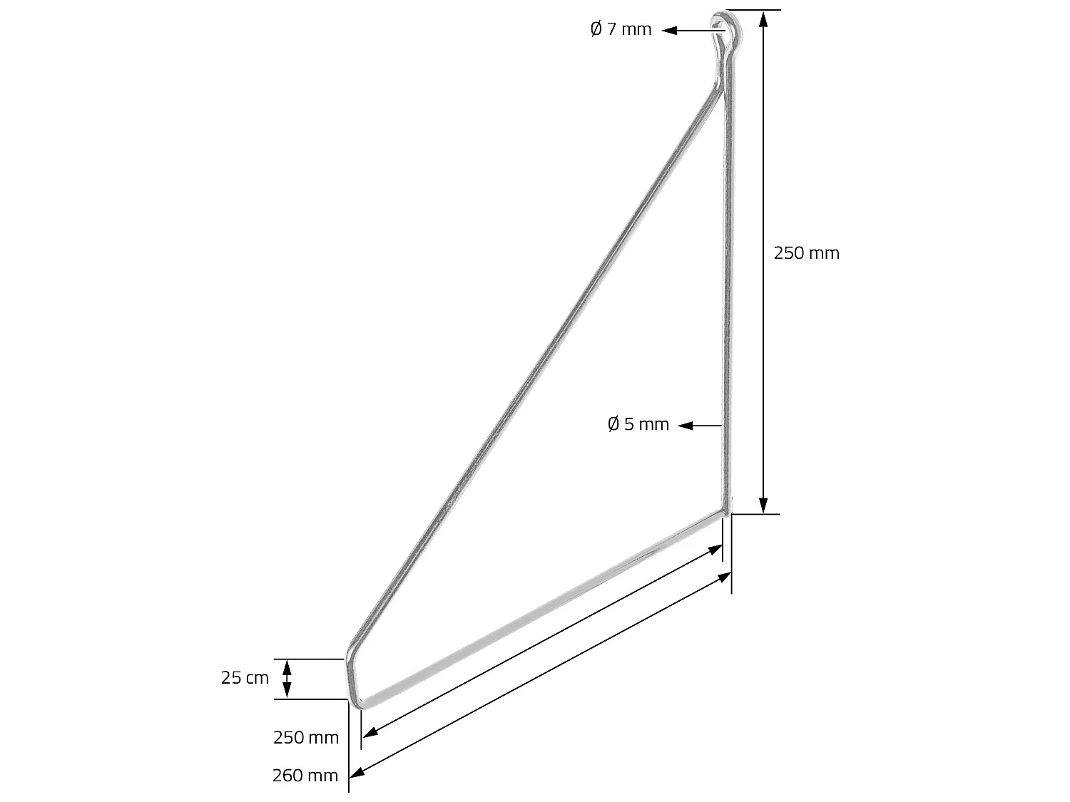 Reggimensola triangolare 2 pezzi 25x25 cm Metallo argentato ML-Design