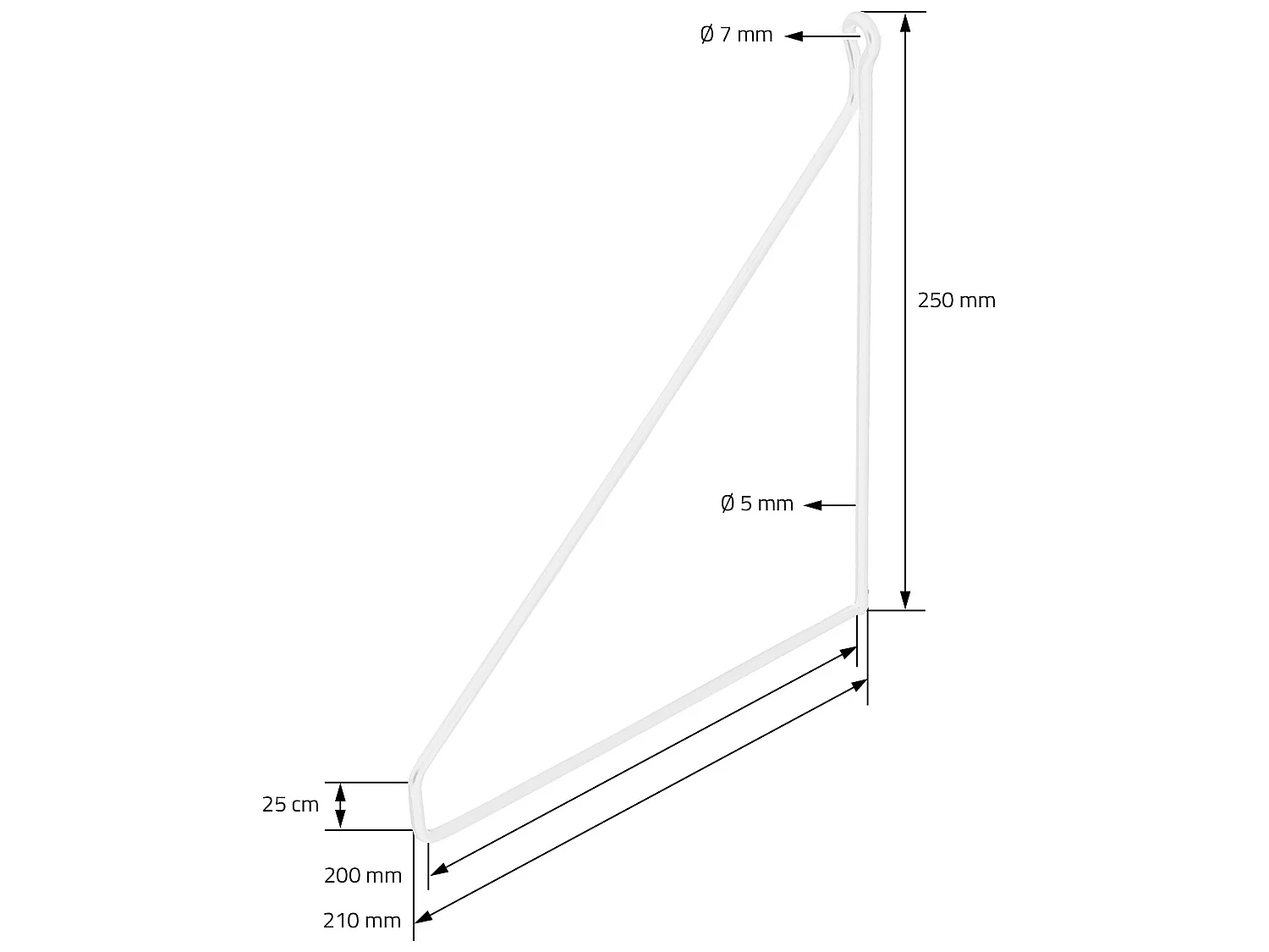 Reggimensola triangolare 2 pezzi 20x25 cm Metallo bianco ML-Design