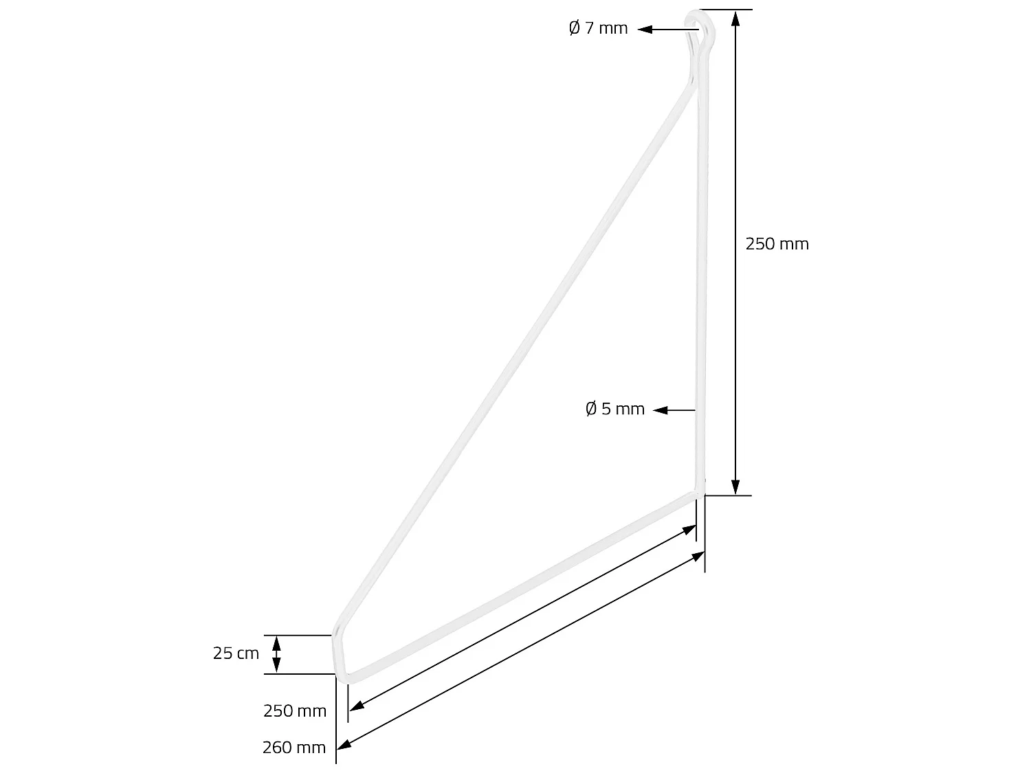 Reggimensola triangolare 2 pezzi 25x25 cm Metallo bianco ML-Design
