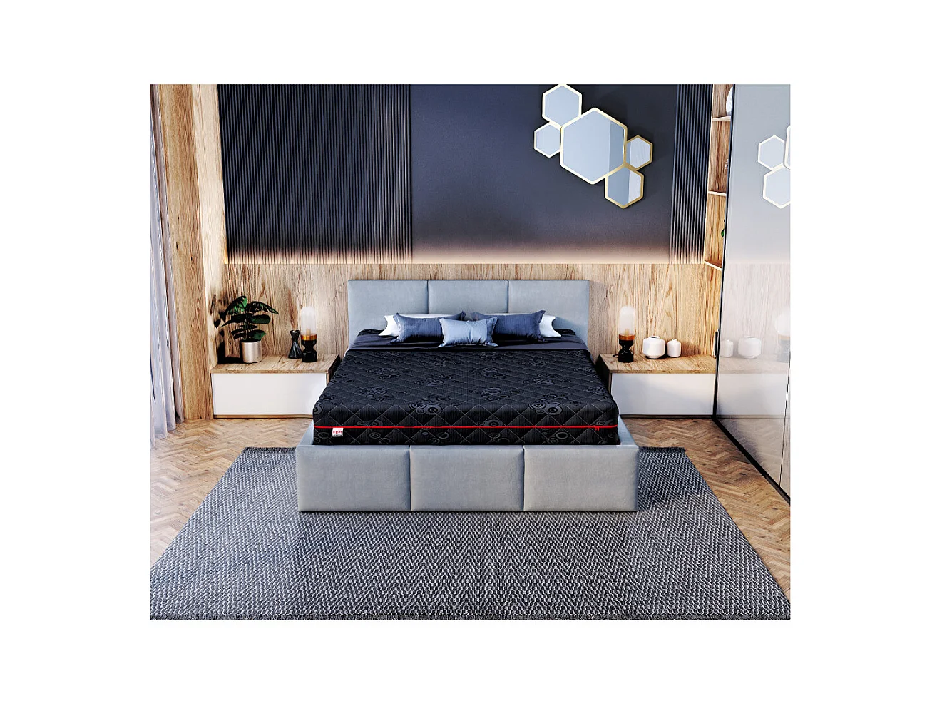 Matelas  BLACKLUX - Mémoire de Forme - Latex - Ressort ensaché - Epaisseur 22 cm