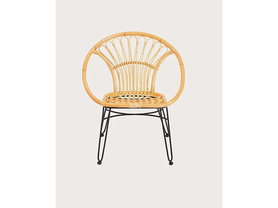 Naga - Fauteuil en rotin naturel et pieds métal